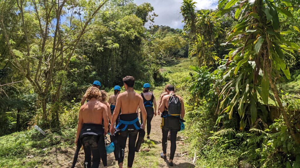 Plongez dans l'aventure avec Kévin comme guide dans les gorges de la falaise. Cette balade en canyoning vous emmène au cœur de la forêt tropicale, où chaque pas révèle une nouvelle merveille naturelle. Franchissez des cascades, explorez des piscines cachées et laissez-vous envelopper par la magie de ce paysage envoûtant. Avec Kévin comme guide, chaque instant est une découverte inoubliable dans ce paradis tropical.